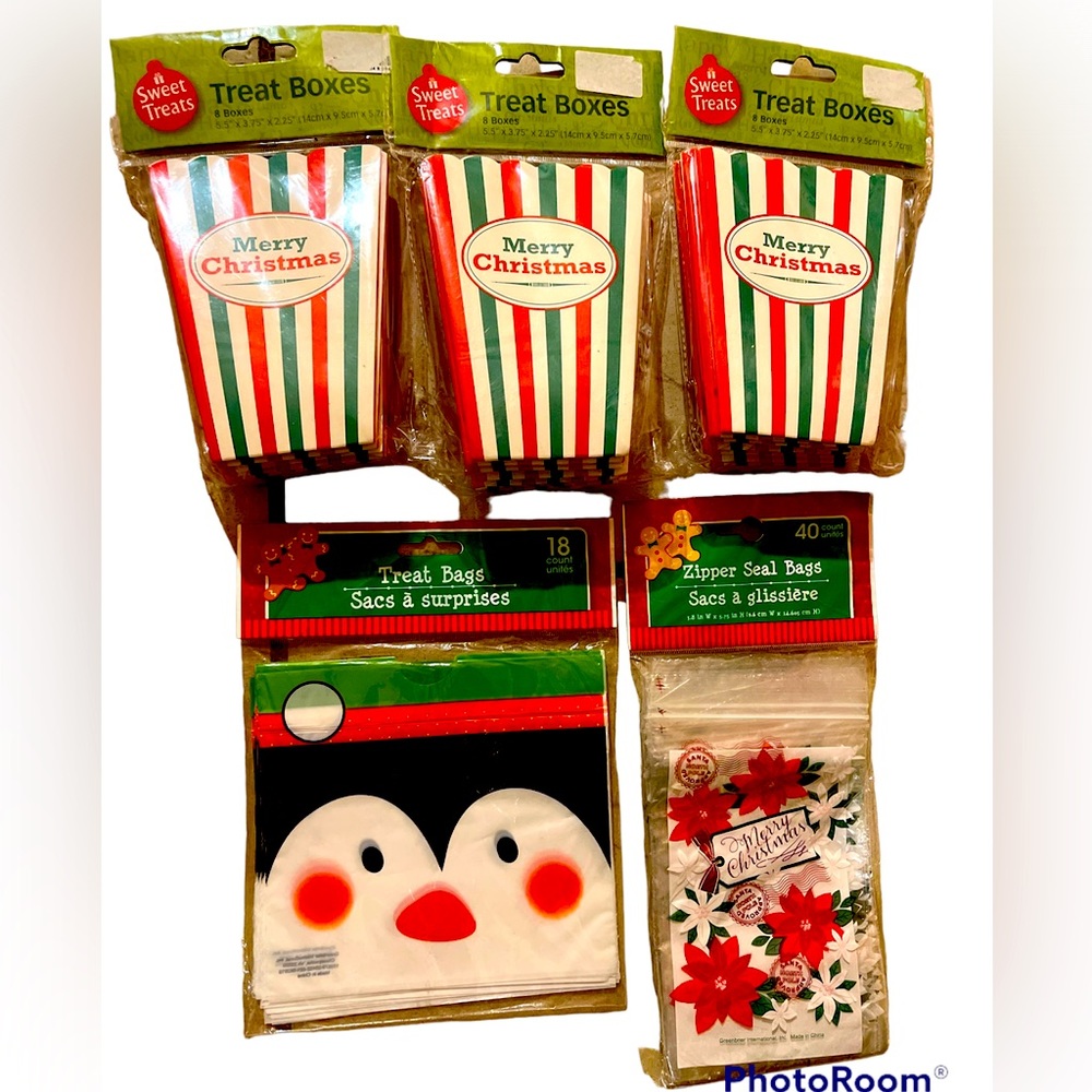 24~Merry Christmas Treat boxes & 18~Penguin treat bags & 40~Zipper Seal bags Set